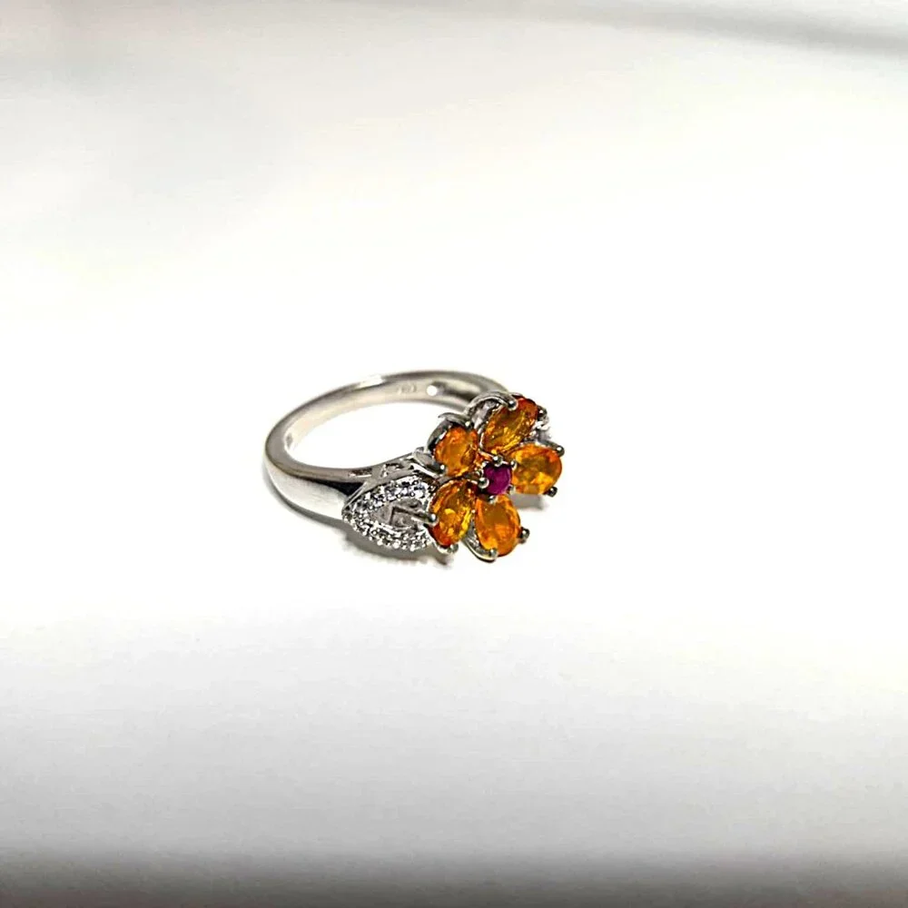 Orange Flower Ring - Picture 4 of 8